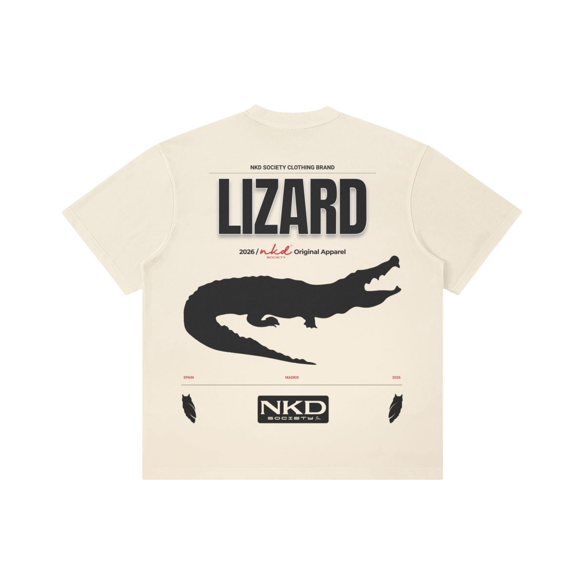 280GSM Unisex Raw Seam Paneled Boxy Tee "Lizard"